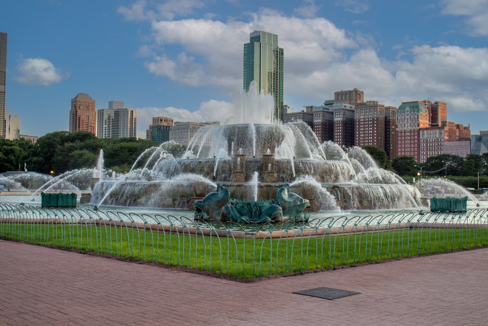 a fountain with water shooting up