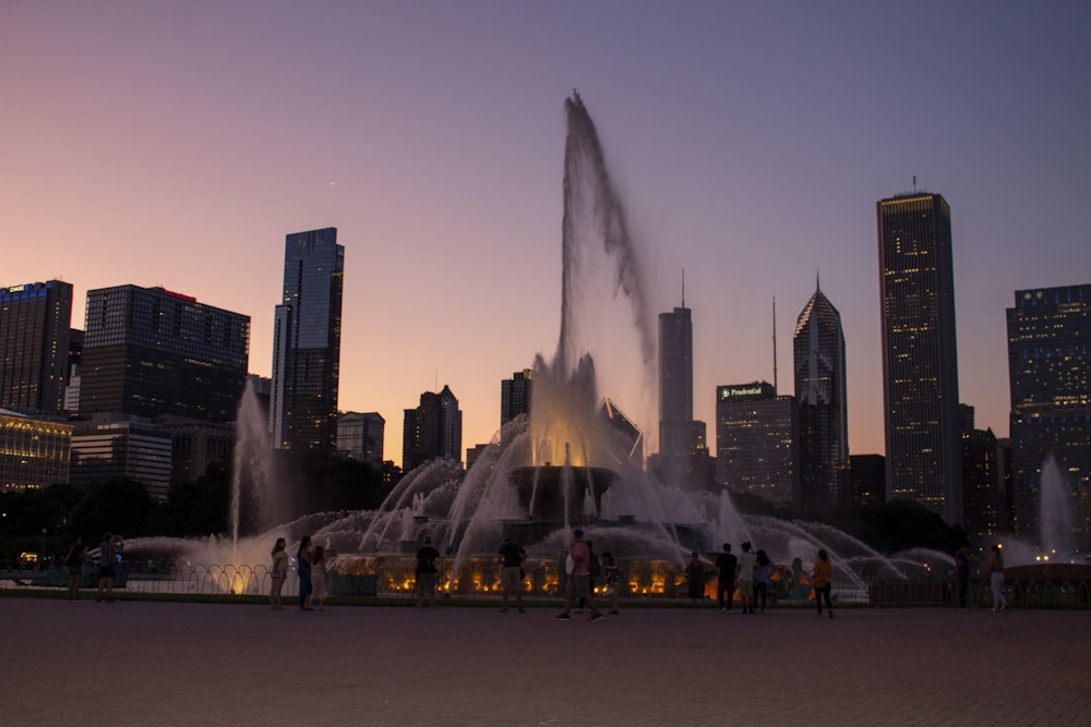 a fountain in a city