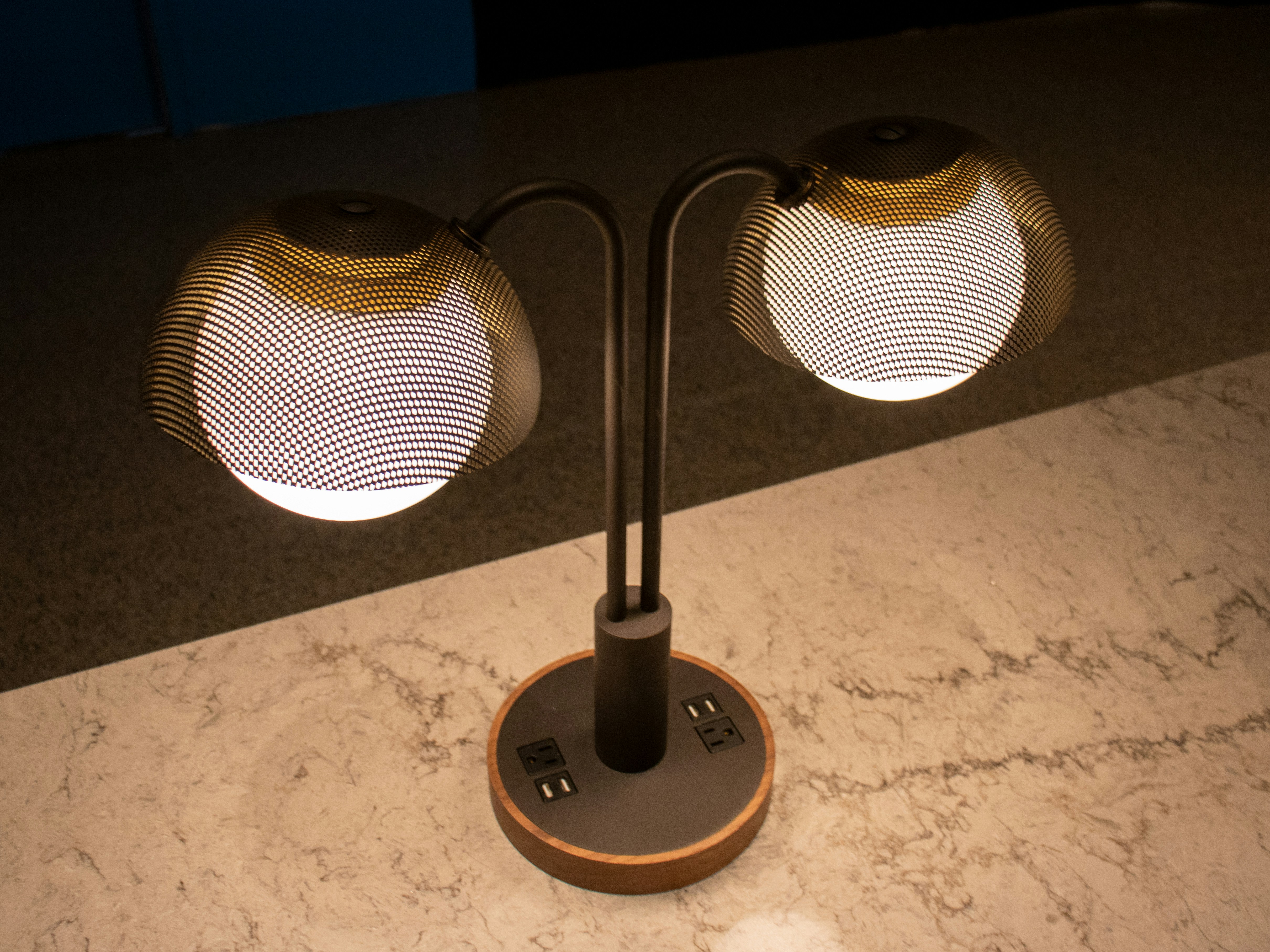 Modern LED table lamp with adjustable brightness and USB charging port
