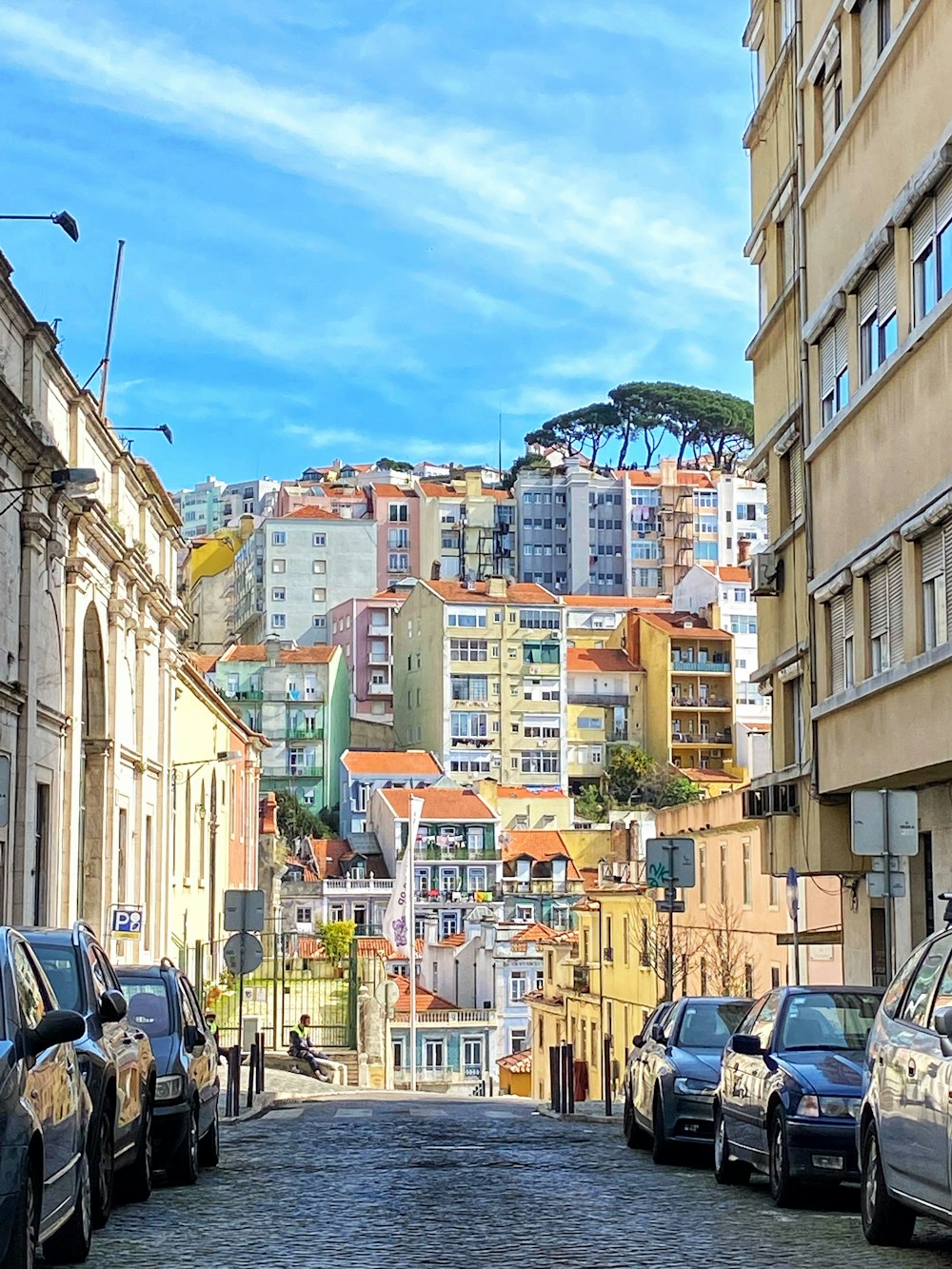 a street with cars parked along it