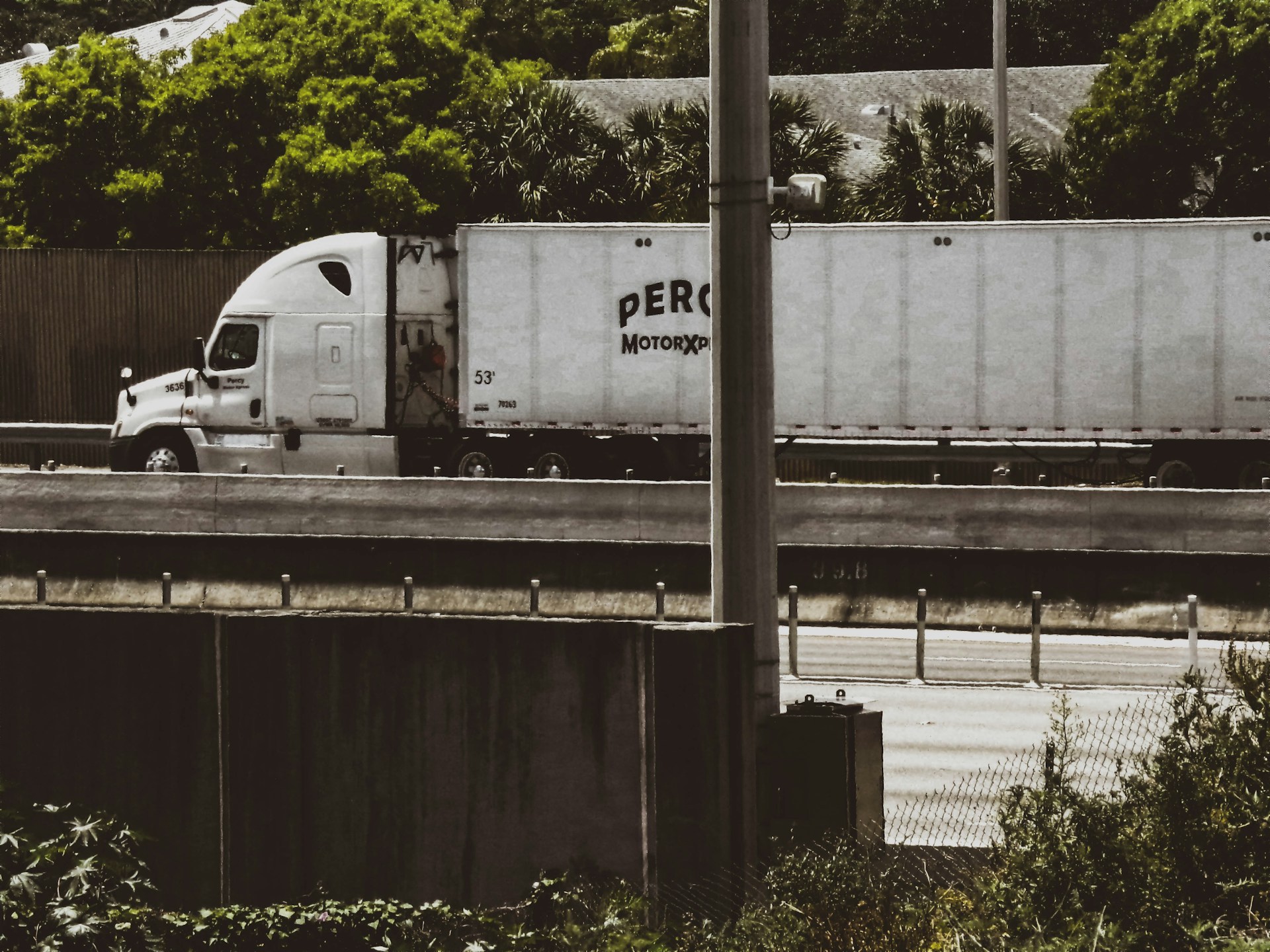 a truck on a bridge