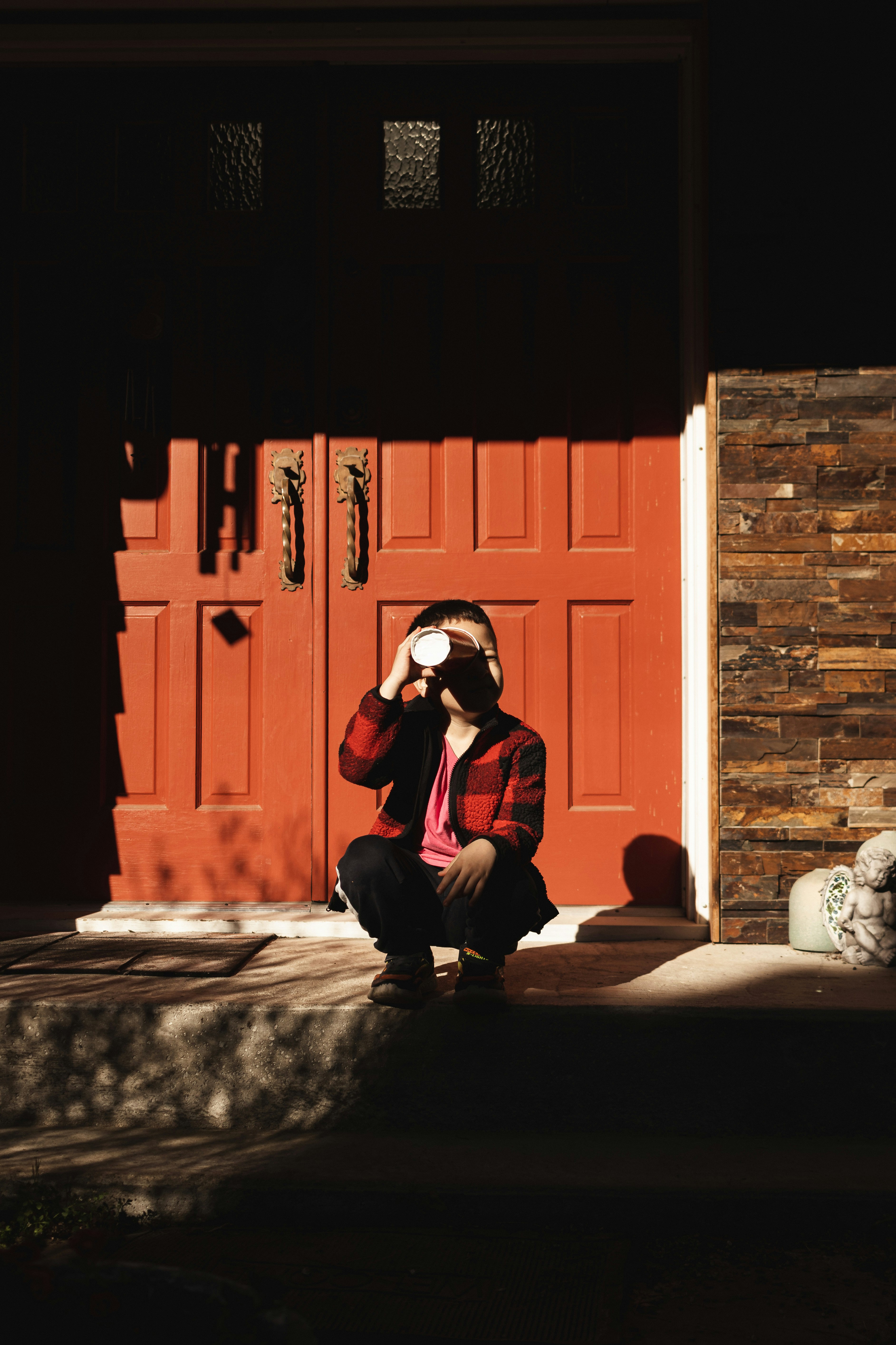 a person sitting on a porch