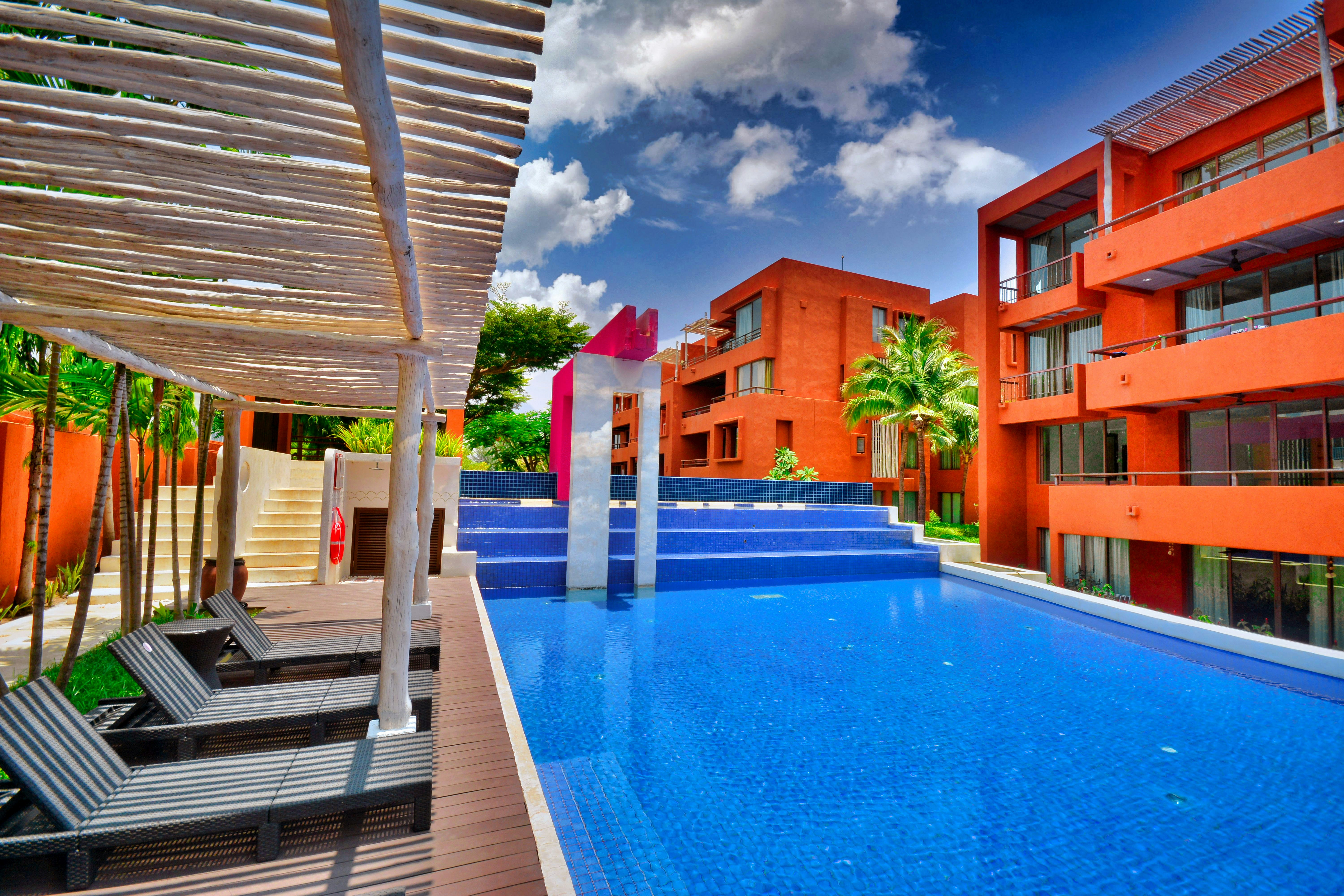 a pool in a resort, Luxury condominium in a coast of Thailand