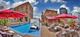 A luxurious poolside lounge with stylish decor.