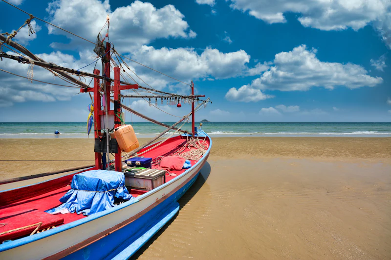 Hua Hin beach with boat