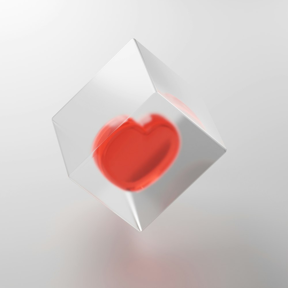 a red and white cube