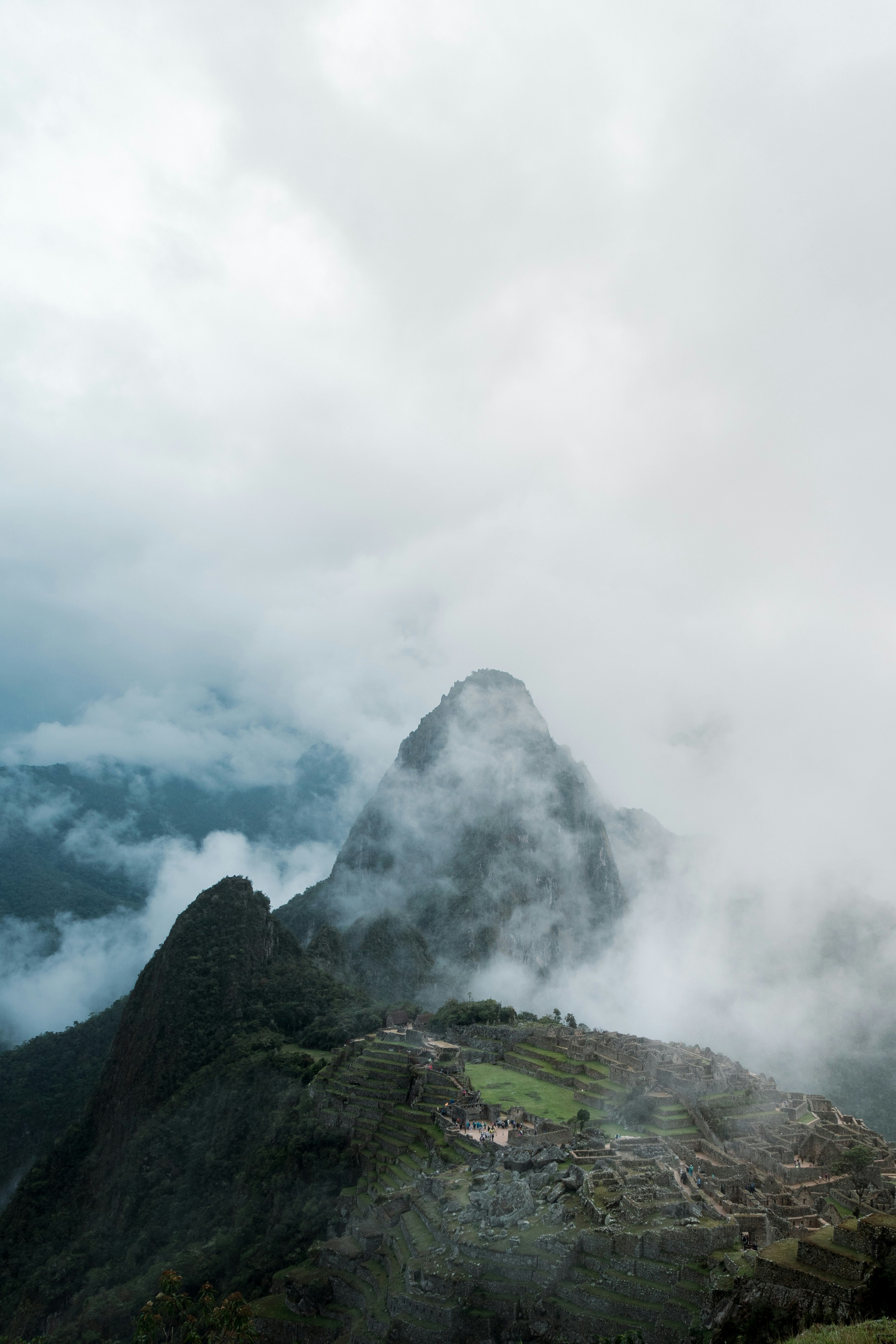 a mountain with a valley below