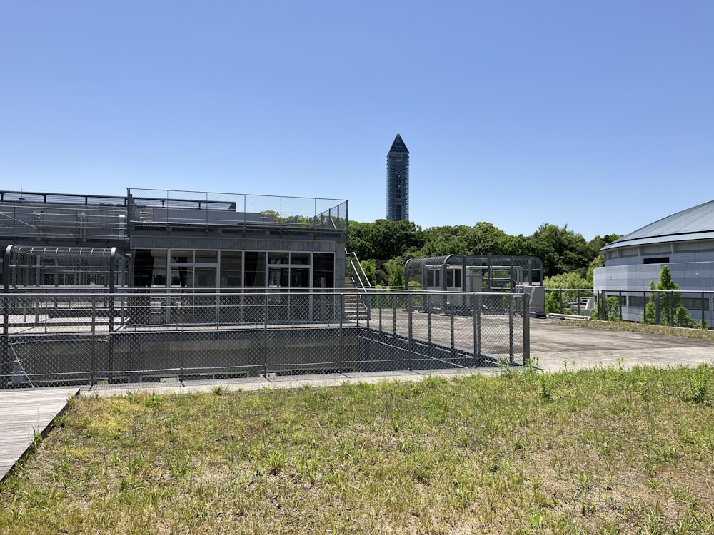 a building with a fence around it