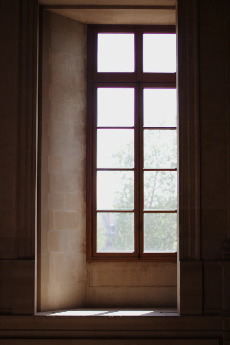 Grey aluminium picture window