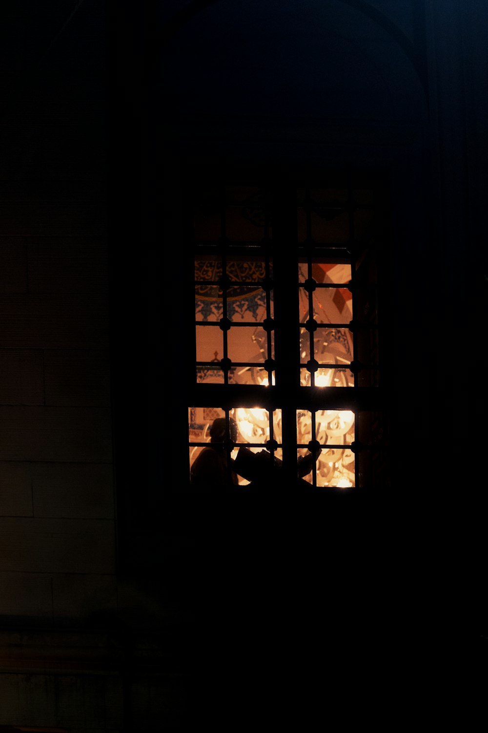 a window with a light inside