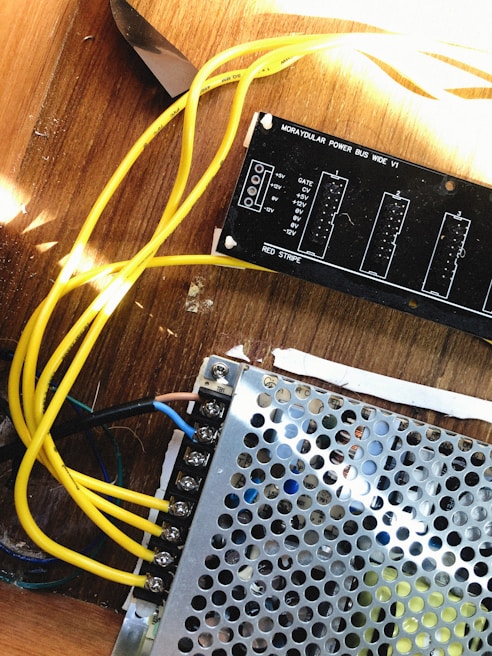 A close-up of electrical components used in energy projects.