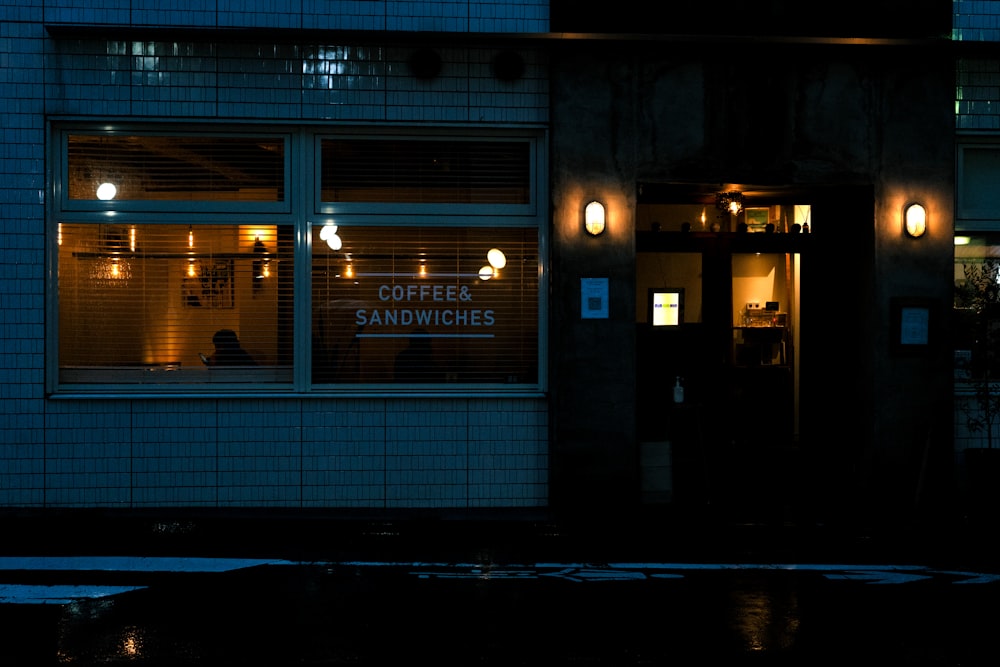 a building lit up at night