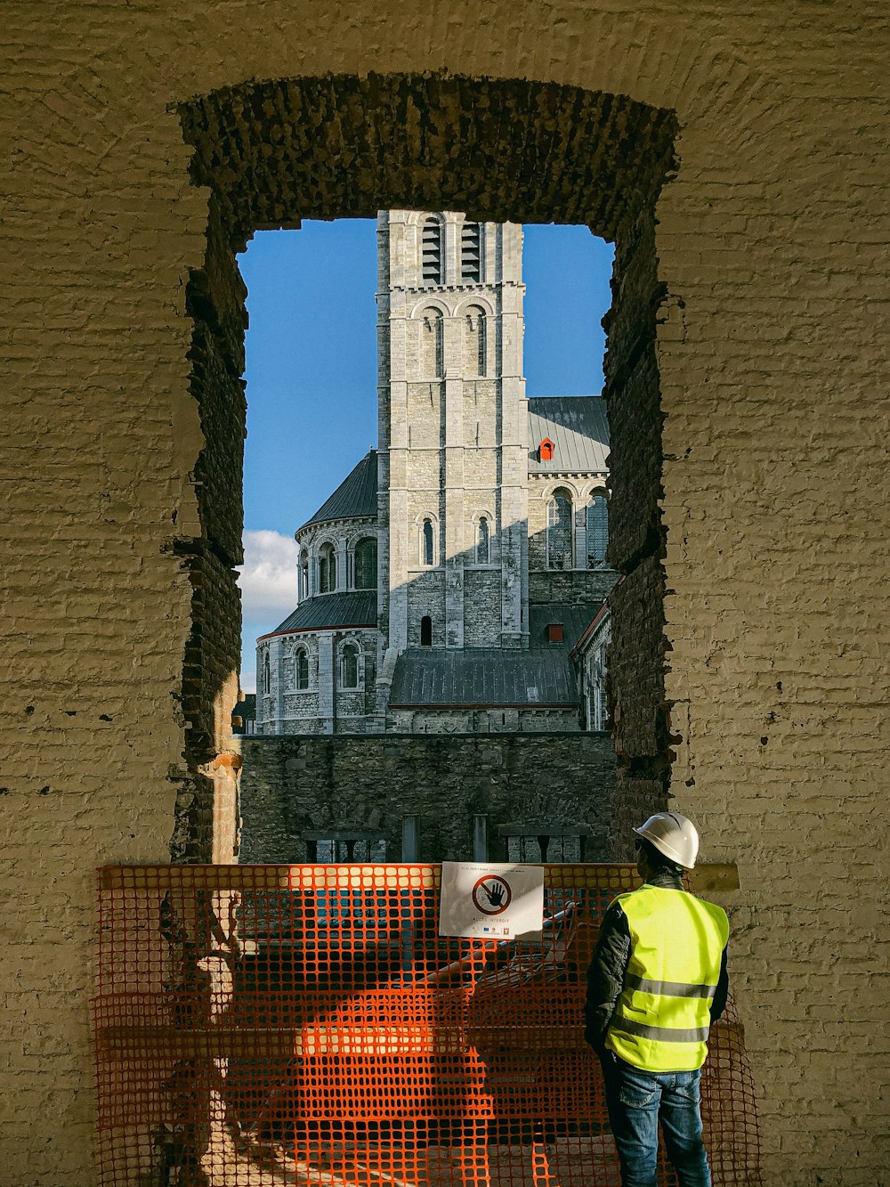 a person standing in front of a building