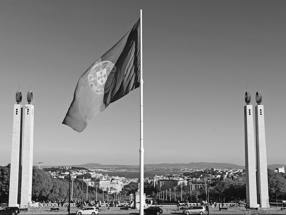 a flag flying in the air