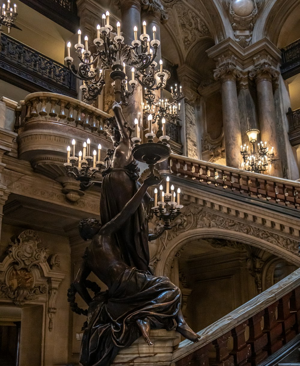 a statue of a person in a building