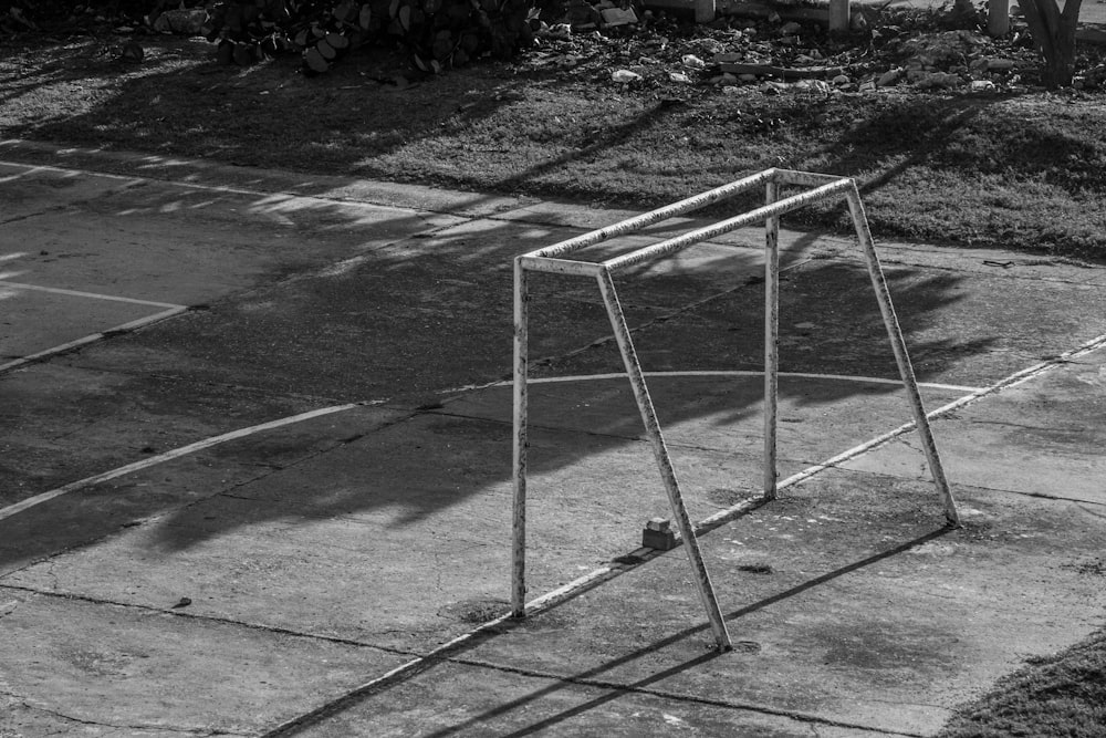 a basketball hoop on a concrete surface