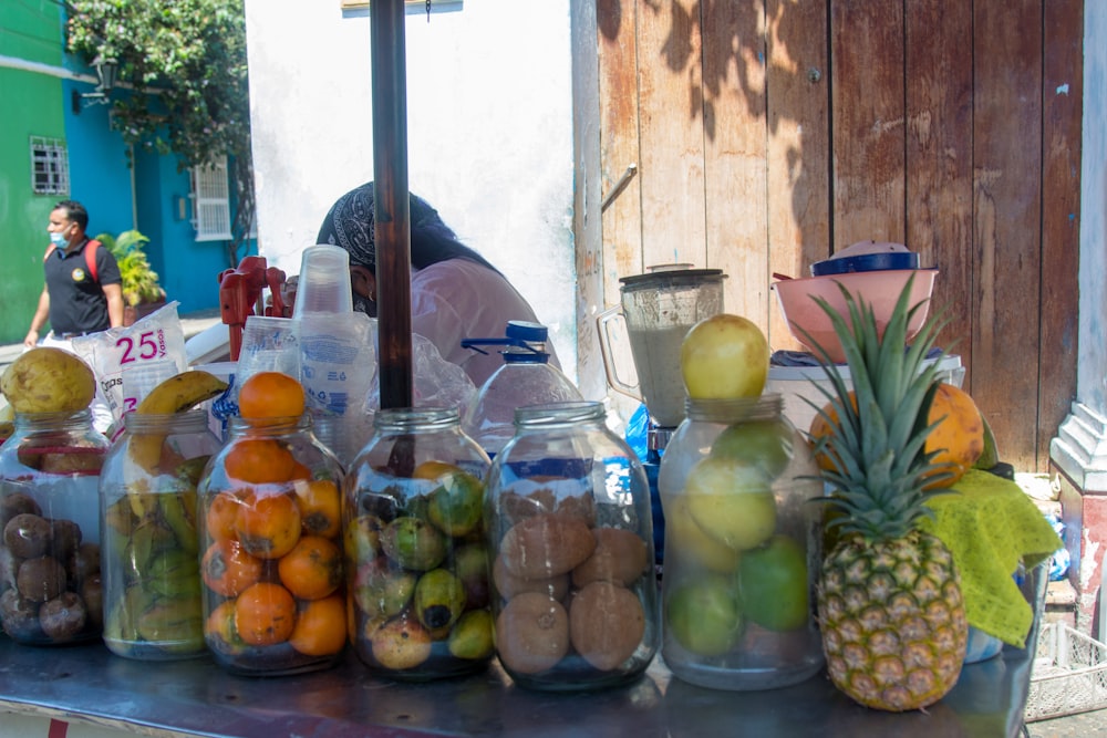 a table full of fruit