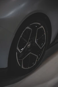 a close up of a car tire