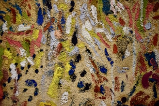 A vibrant abstract painting on a canvas.