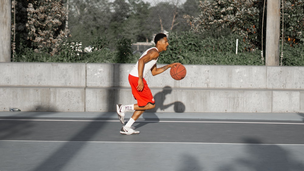 a man playing basketball