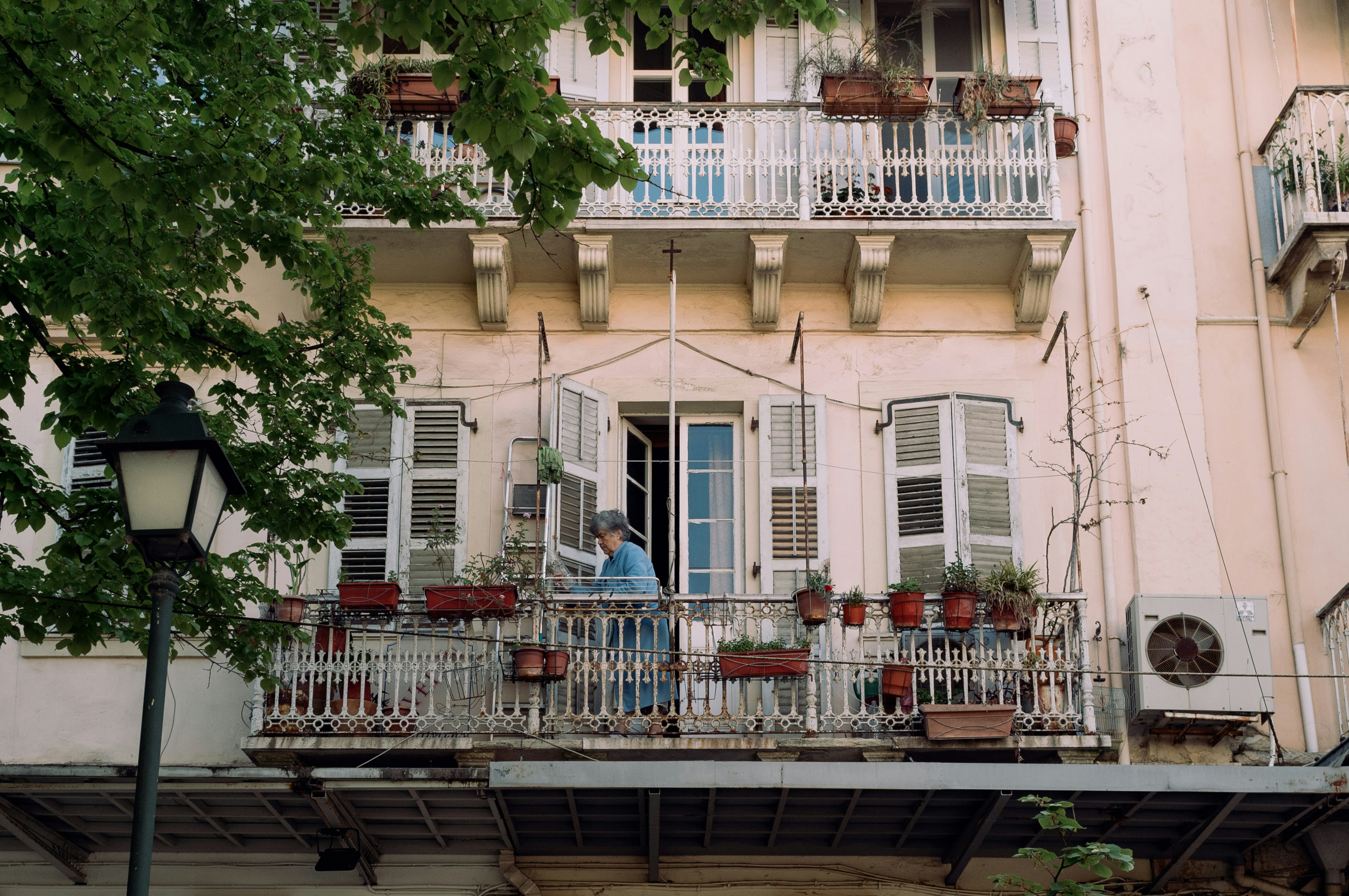 a person standing on a balcony