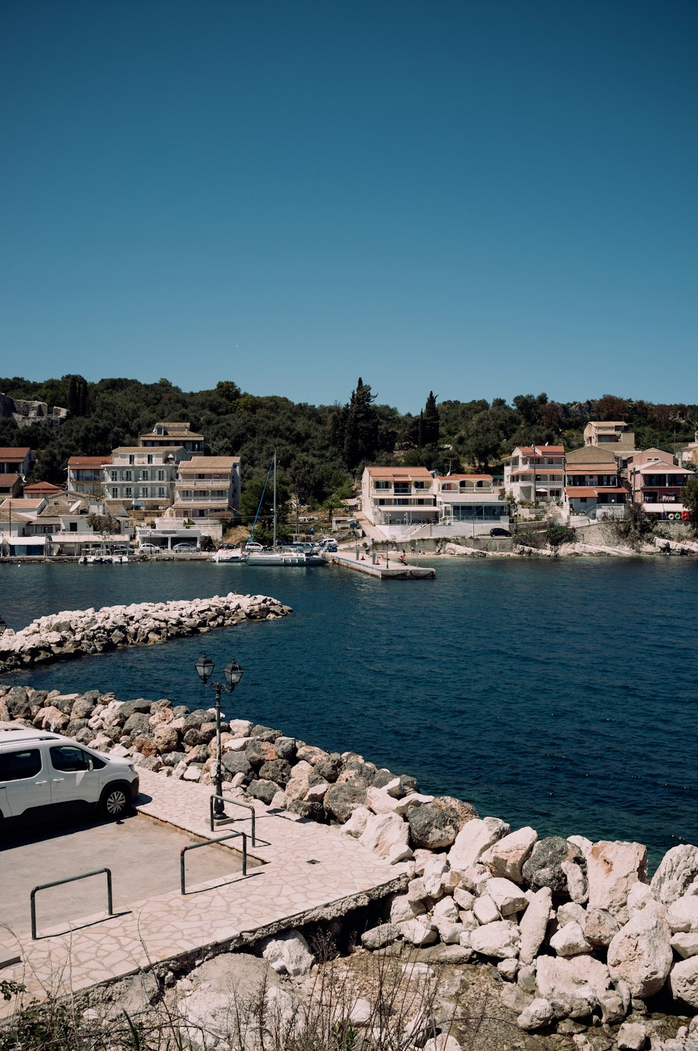 a body of water with buildings along it