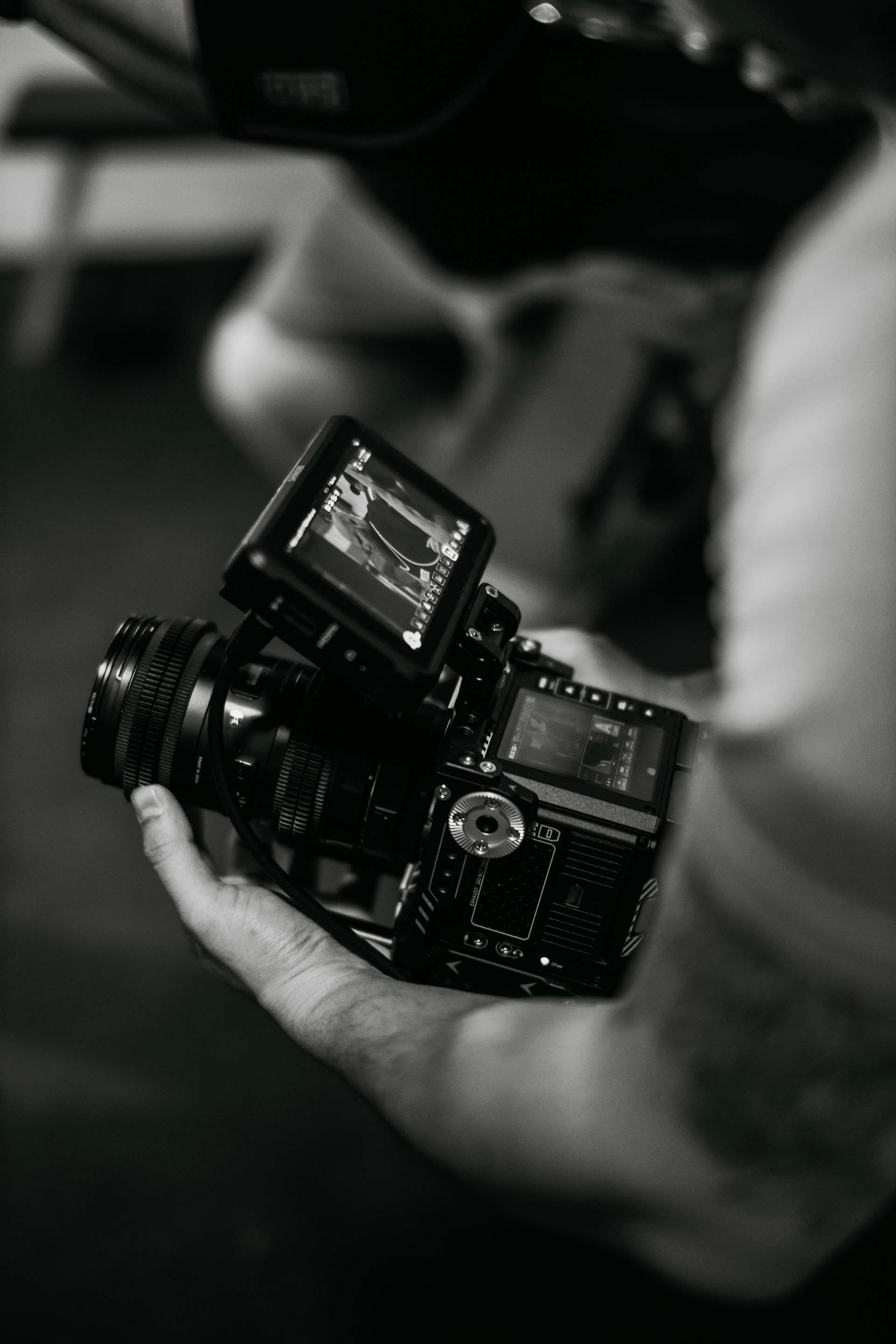 a person holding a camera