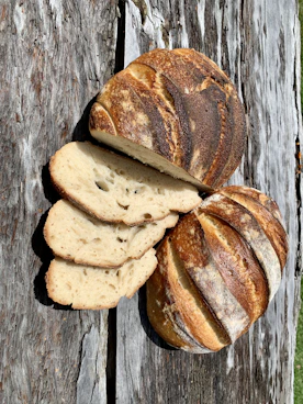 a group of cookies on a wooden surface