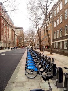 bicycles parked on a sidewalk