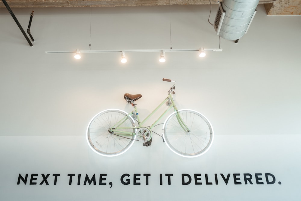 a bicycle with lights on it