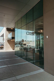a glass front door of a building