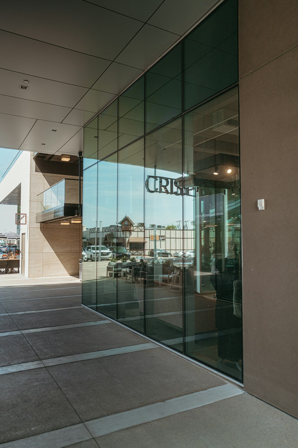 a glass front door of a building