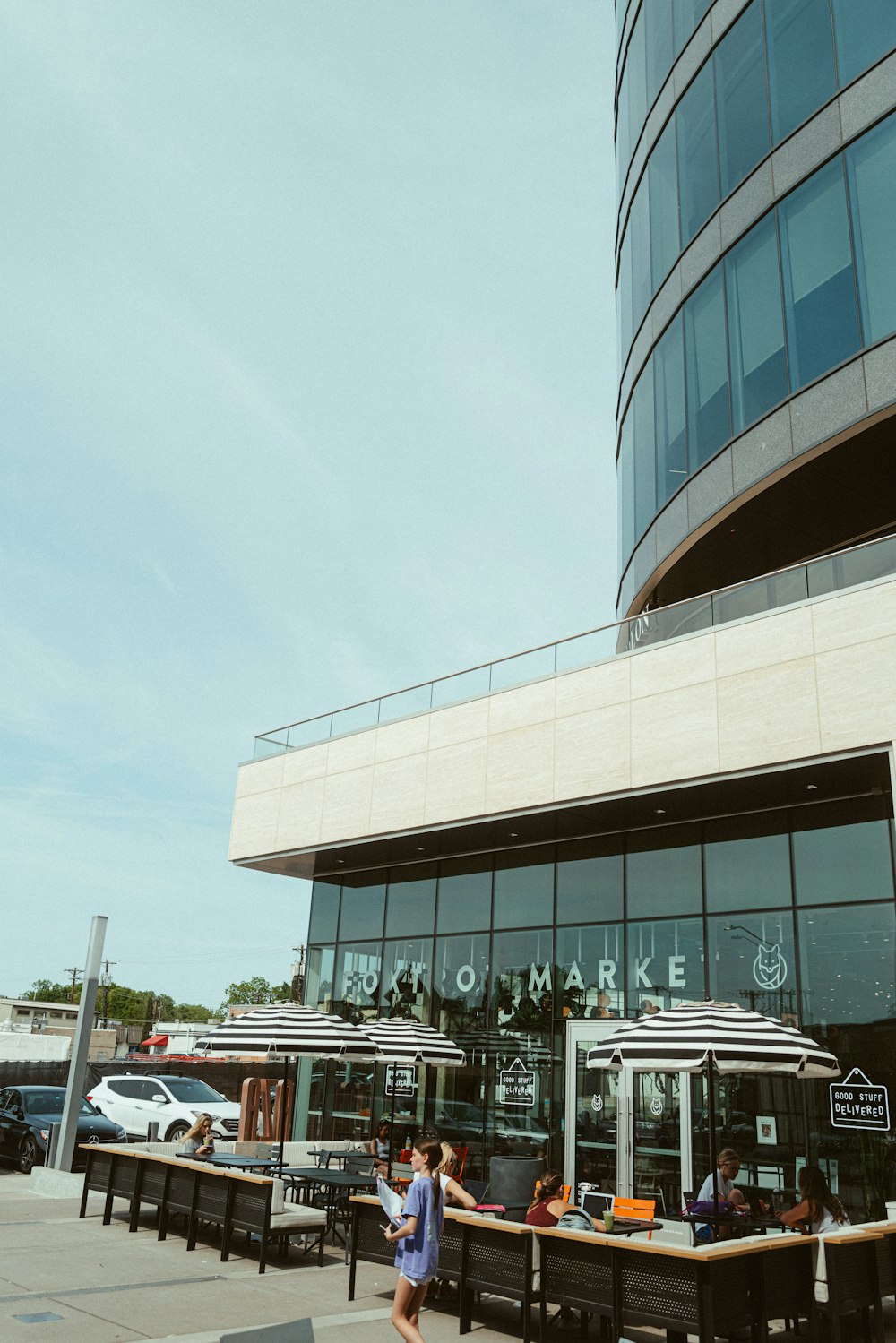 a building with a glass front