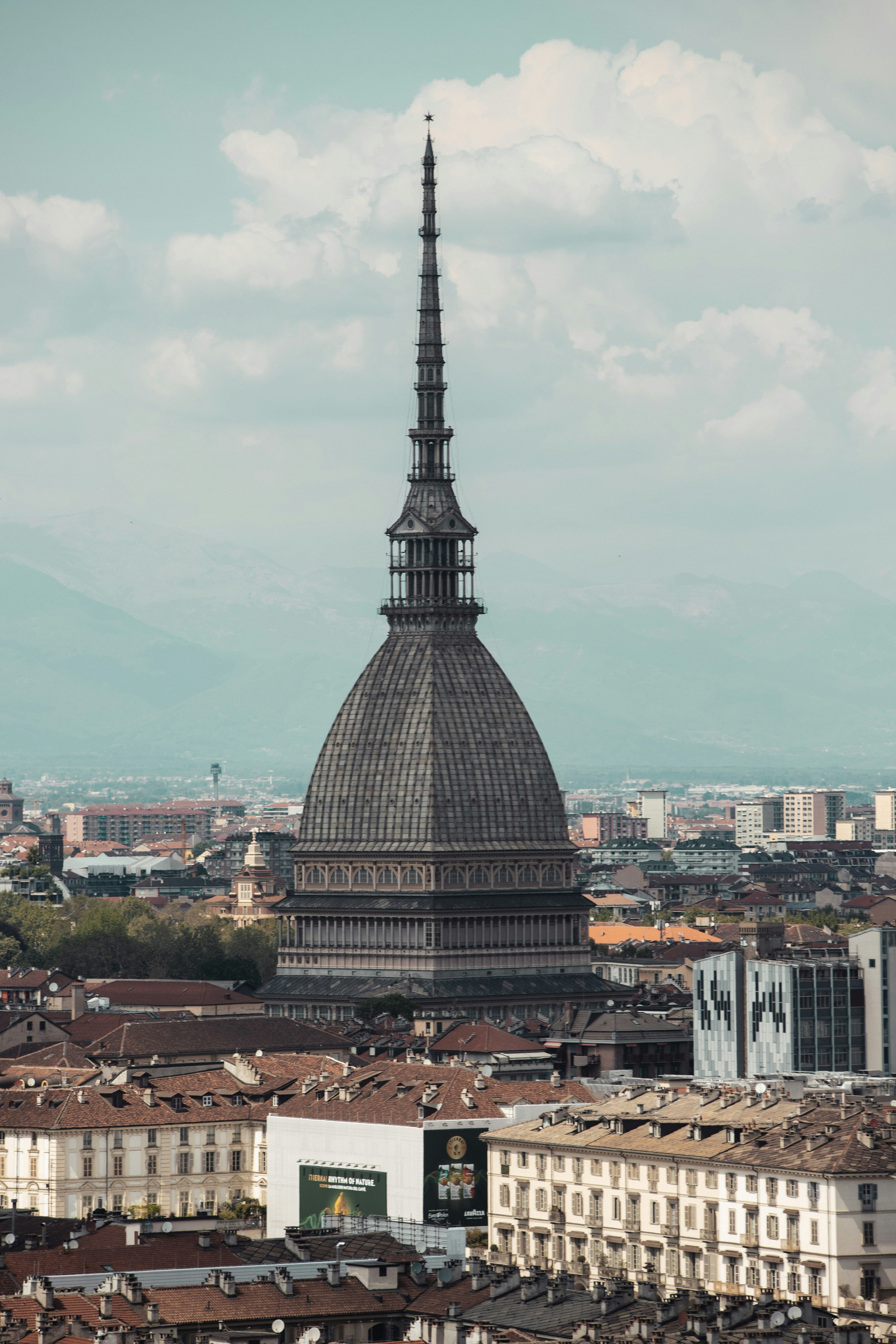 a tall metal tower in Mole Antonelliana