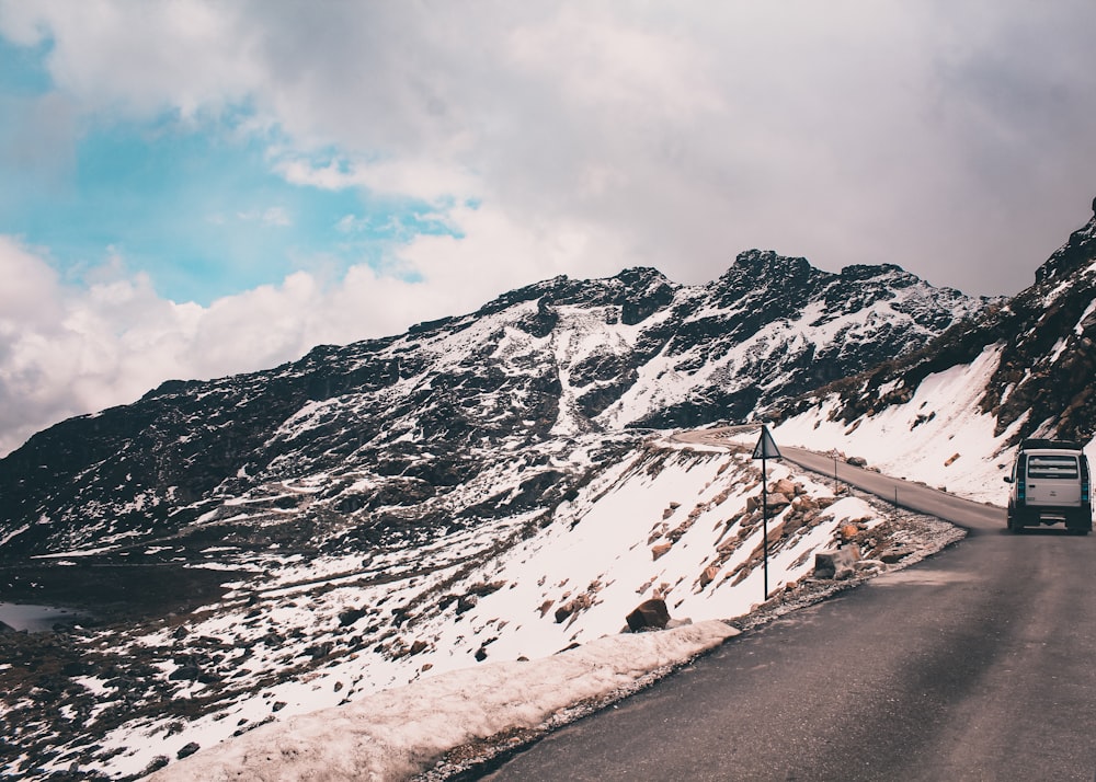 a road with snow on the side