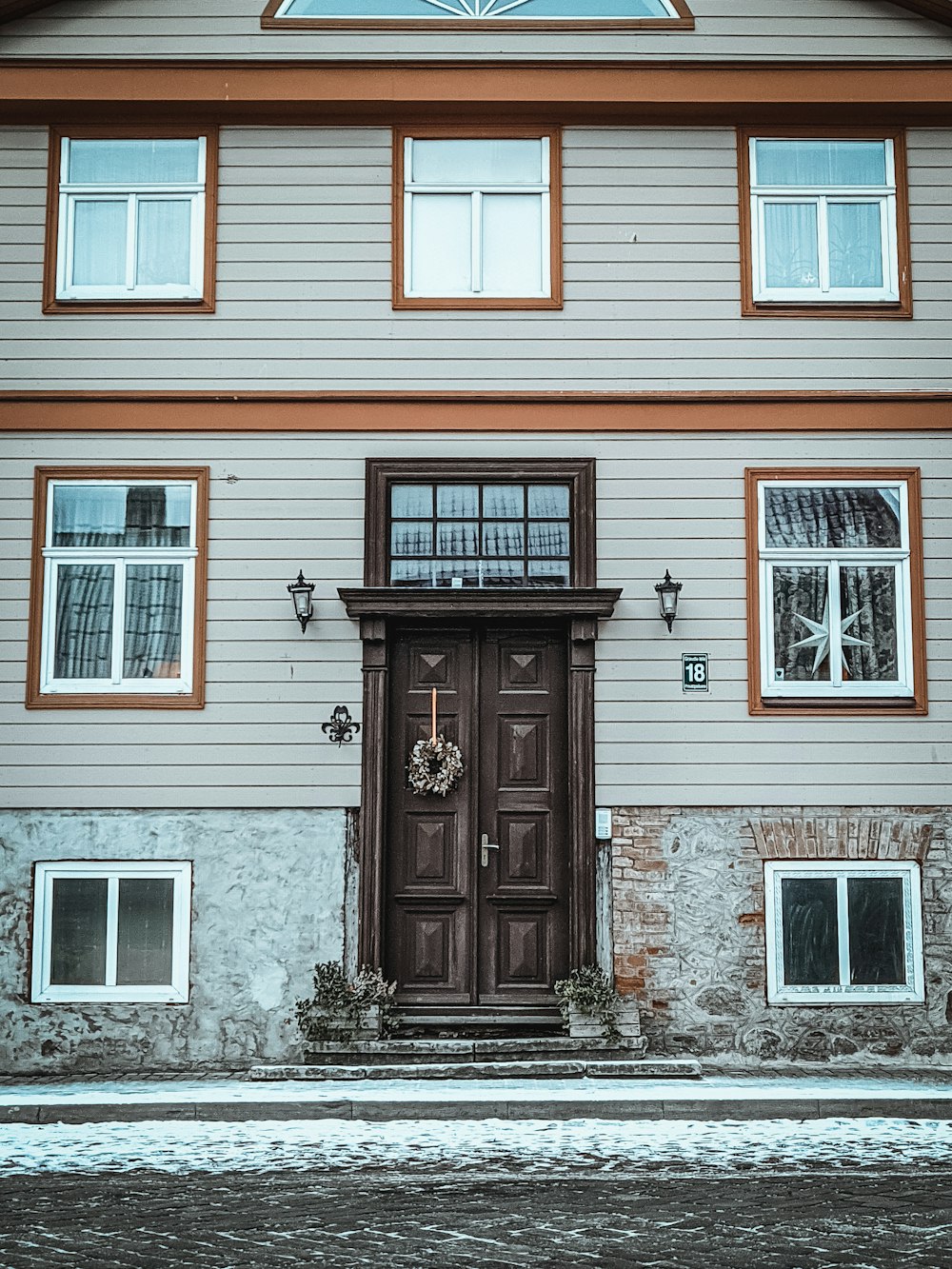 a building with a door and windows