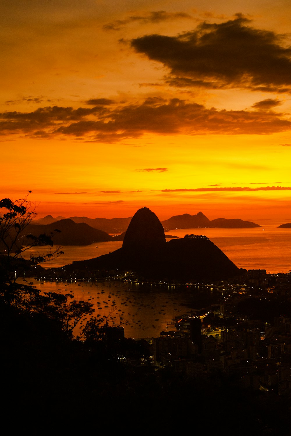 a city with a mountain in the background