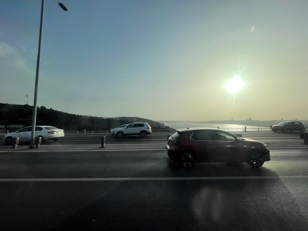 a group of cars parked in a parking lot