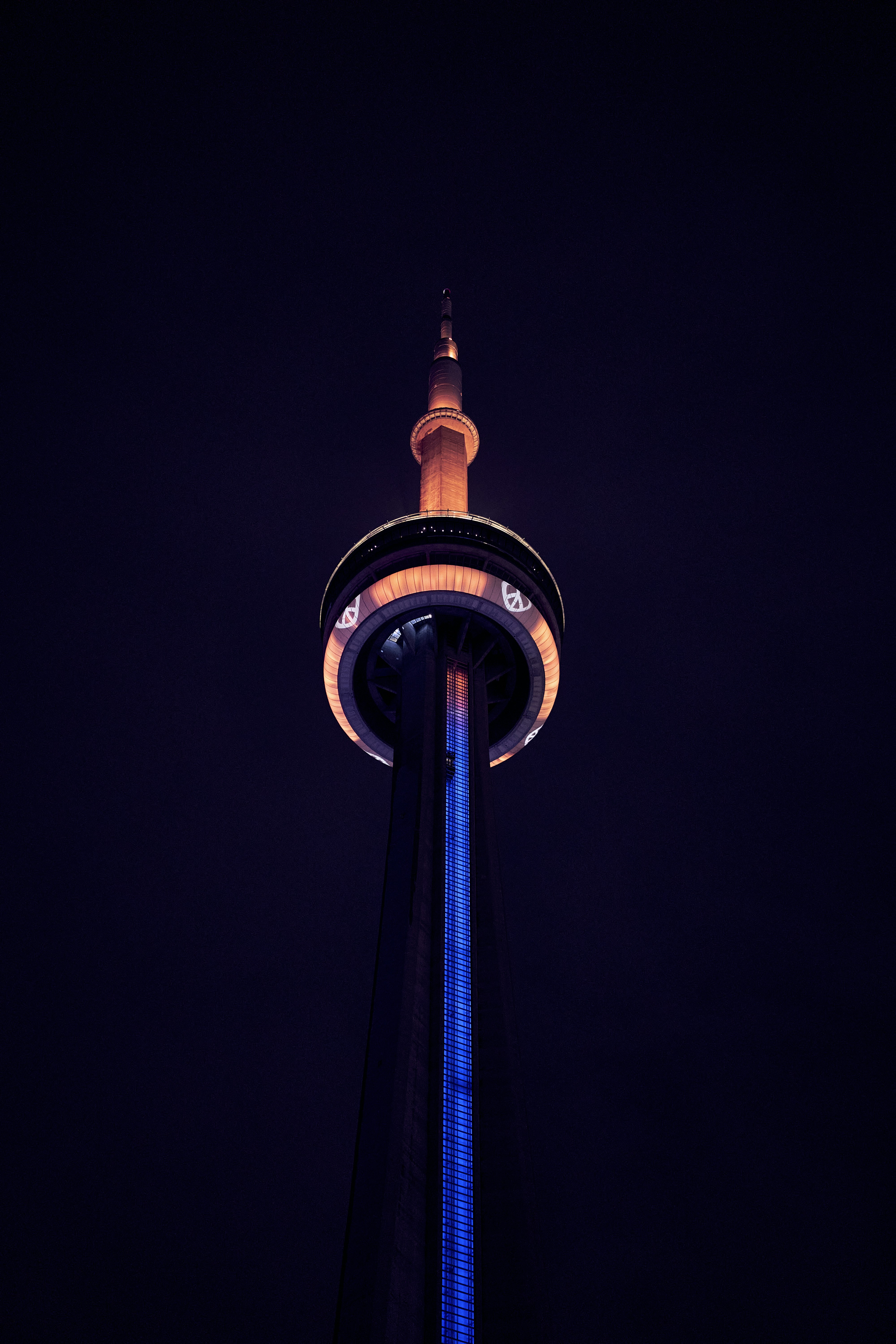 a tall tower with a blue top