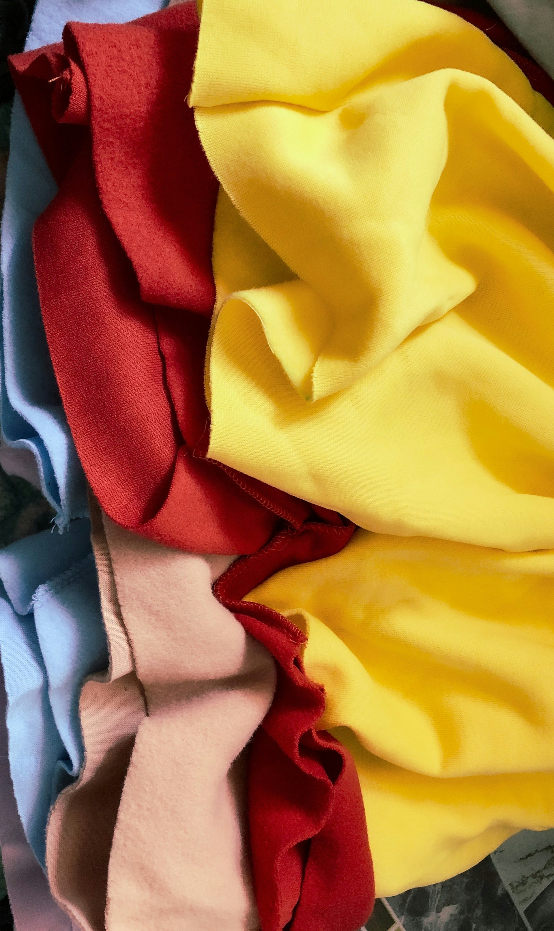 a close-up of a yellow and red cloth