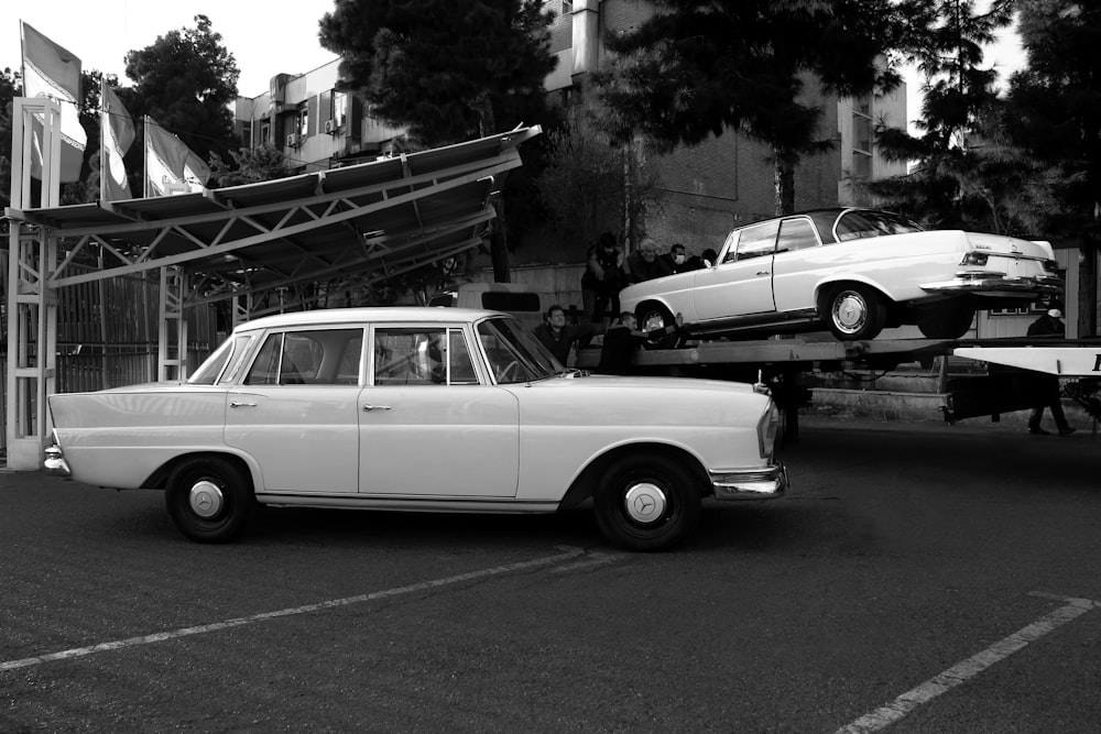 a car on a trailer