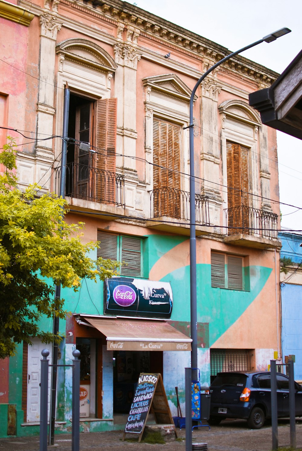 a building with a sign in front of it