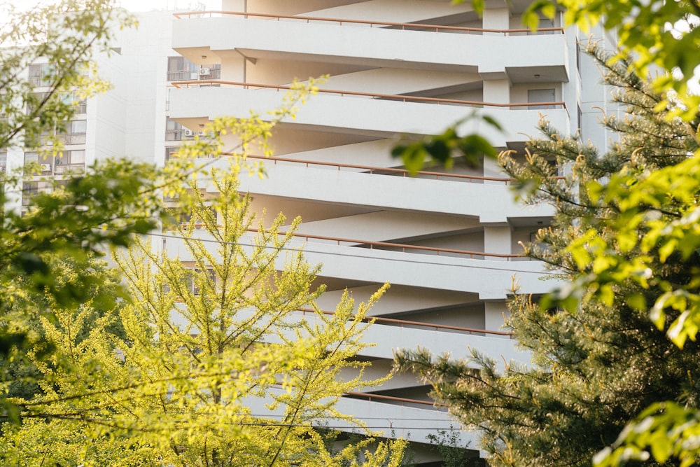 a building with trees in front of it