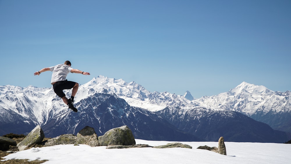 a man jumping in the air