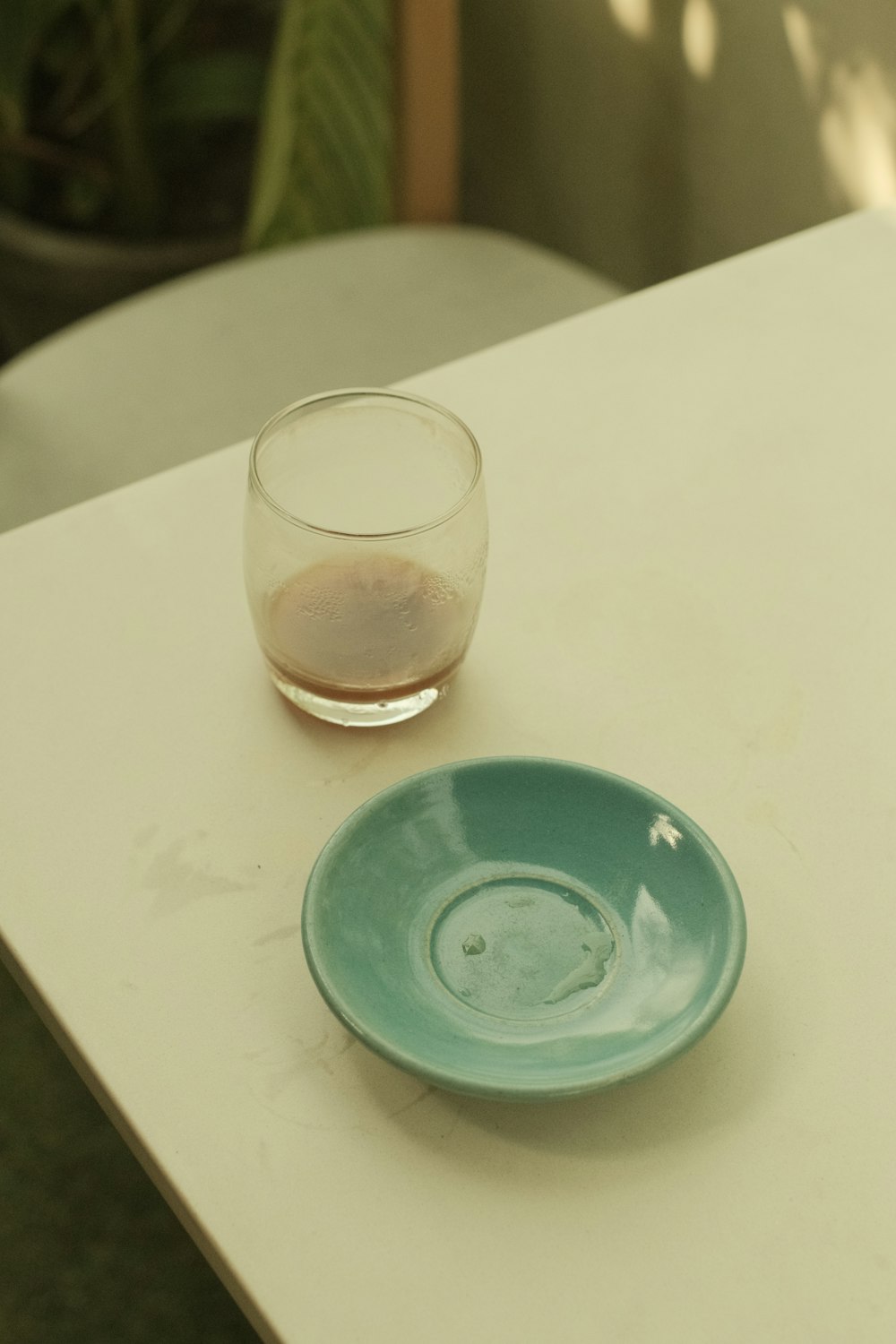 a glass of water on a table