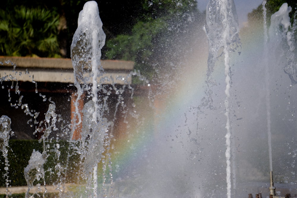 a fountain with water shooting up