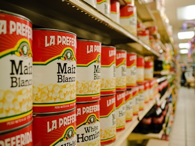 a row of canned beverages