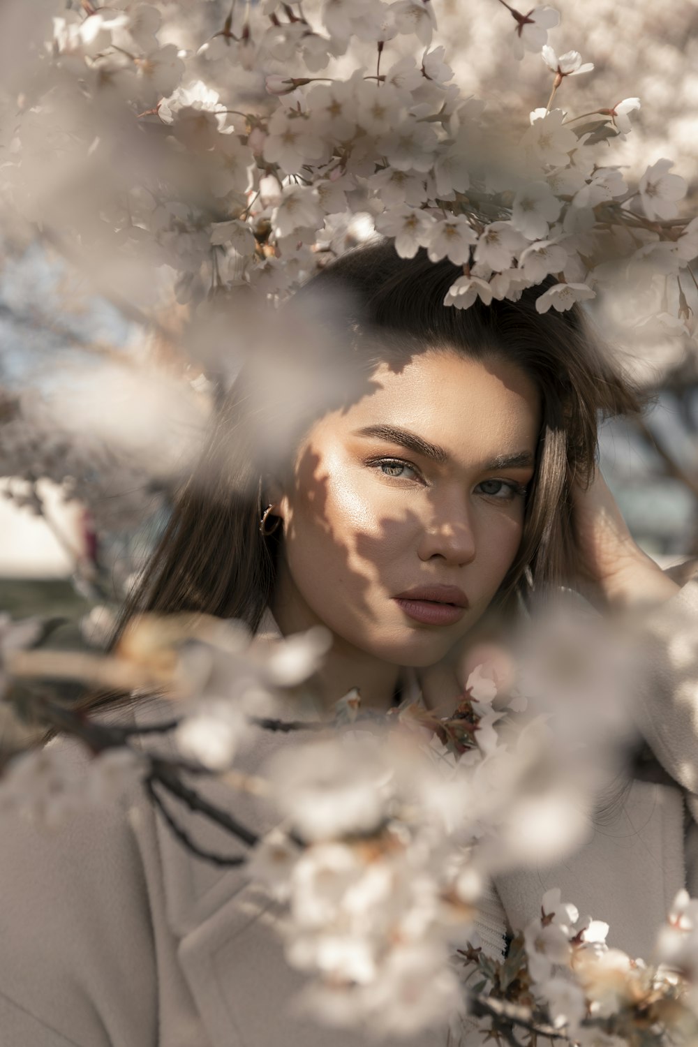 a person with flowers in the hair