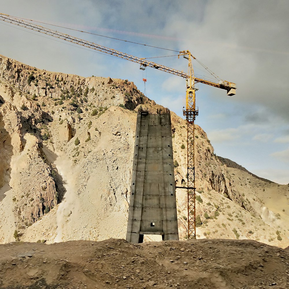 a crane lifting a building