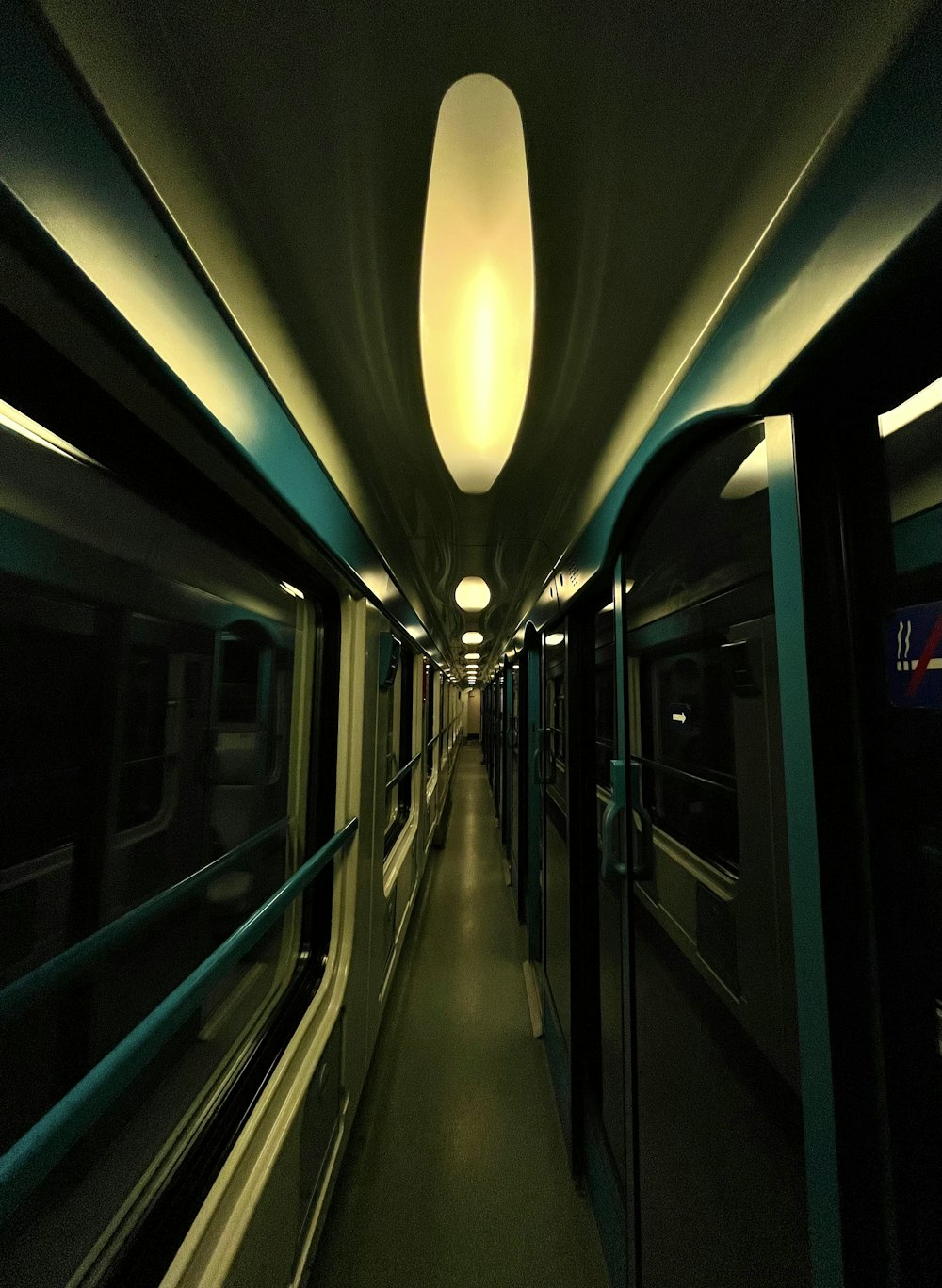 a subway with a light on